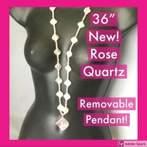 New! 36” Rose Quartz Necklace! Removable Pendant!